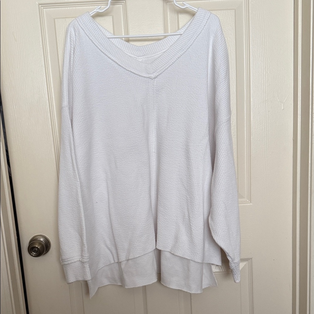 Aerie White V-Neck Sweatshirt